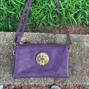 Small  Versatile Purple Purse with Gold Accents